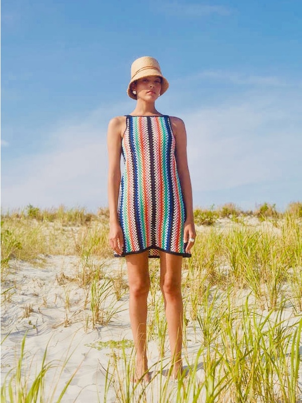 ELEVEN SIX Pearla Multi Color Crochet Mini Dress
